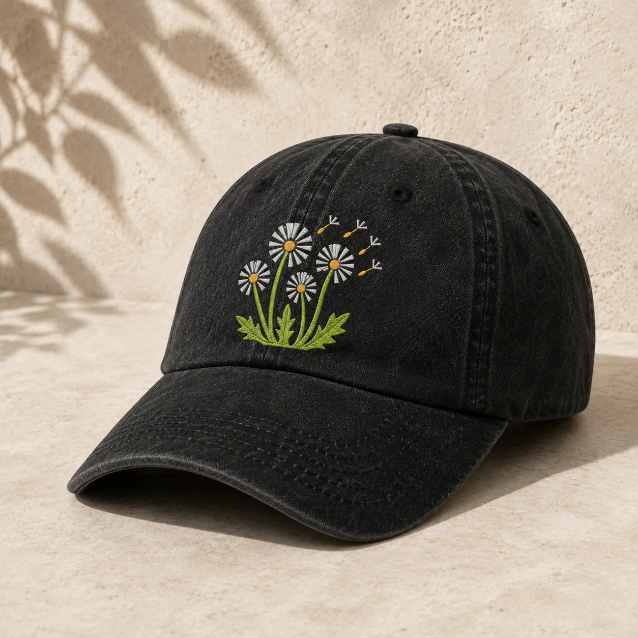 Dandelion Embroidered Washed Cap - washed cap - lifestyle
