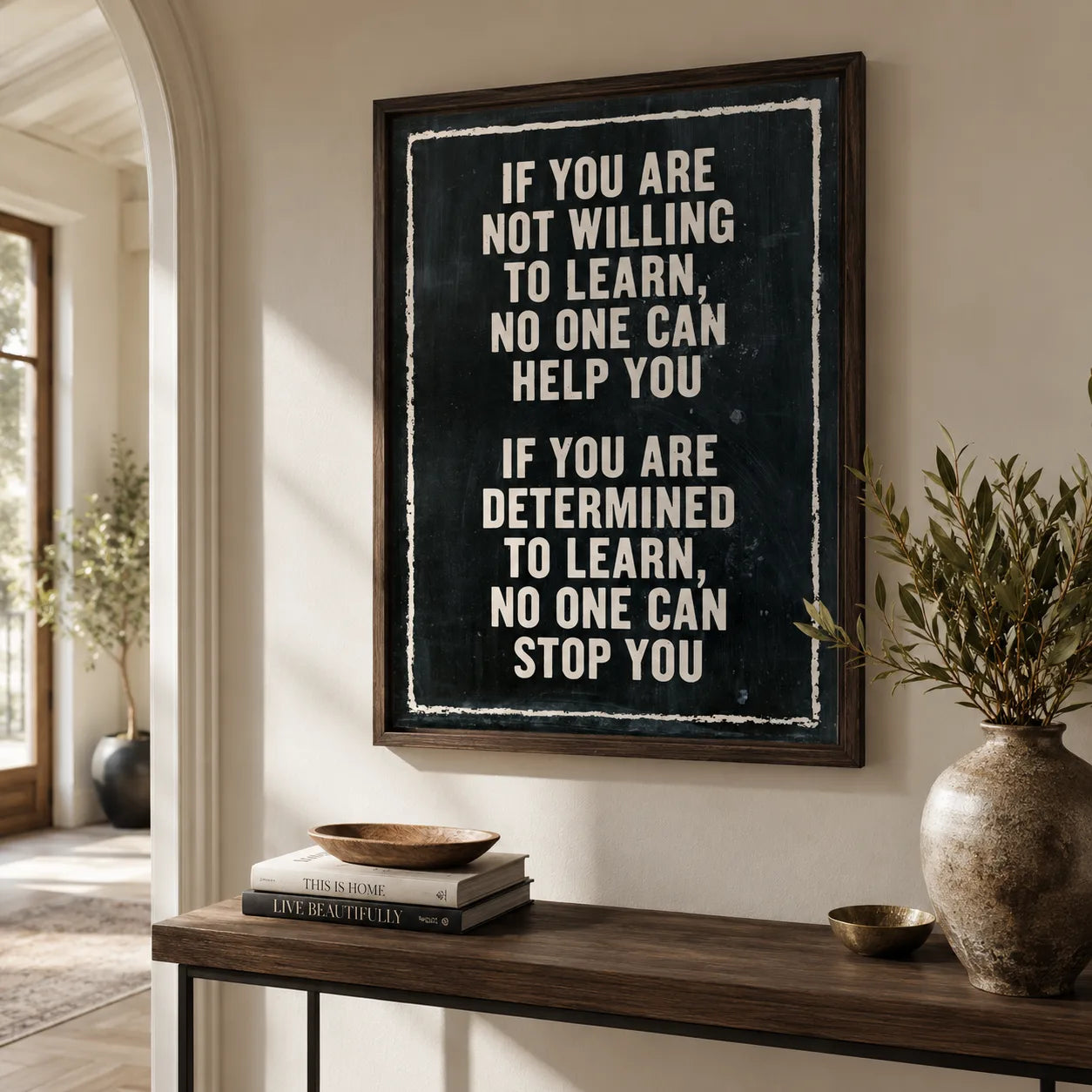 Determined to Learn Quote Wall Art Decor - Wall Art Decor - alternate angle