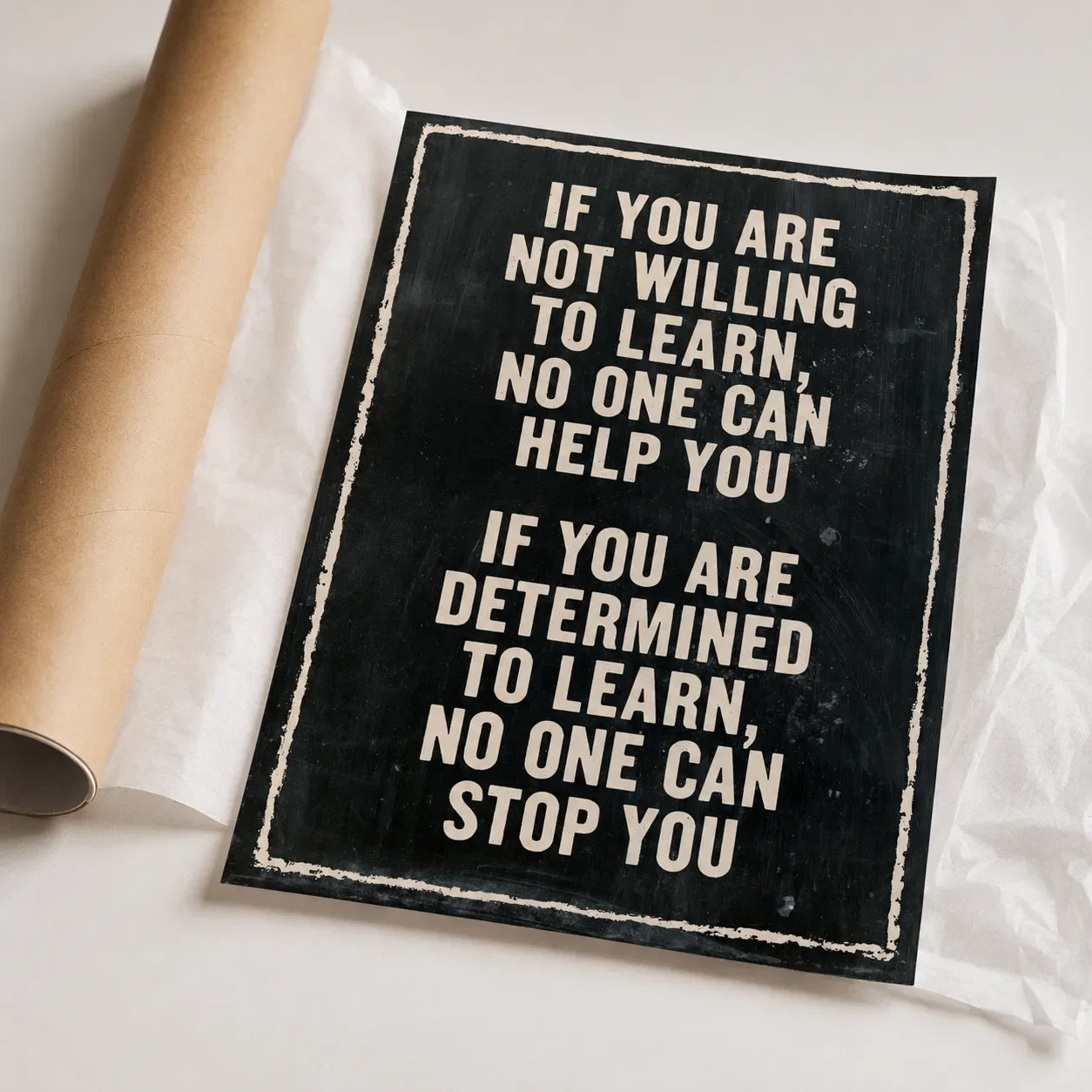 Determined to Learn Quote Wall Art Decor - Wall Art Decor - back view