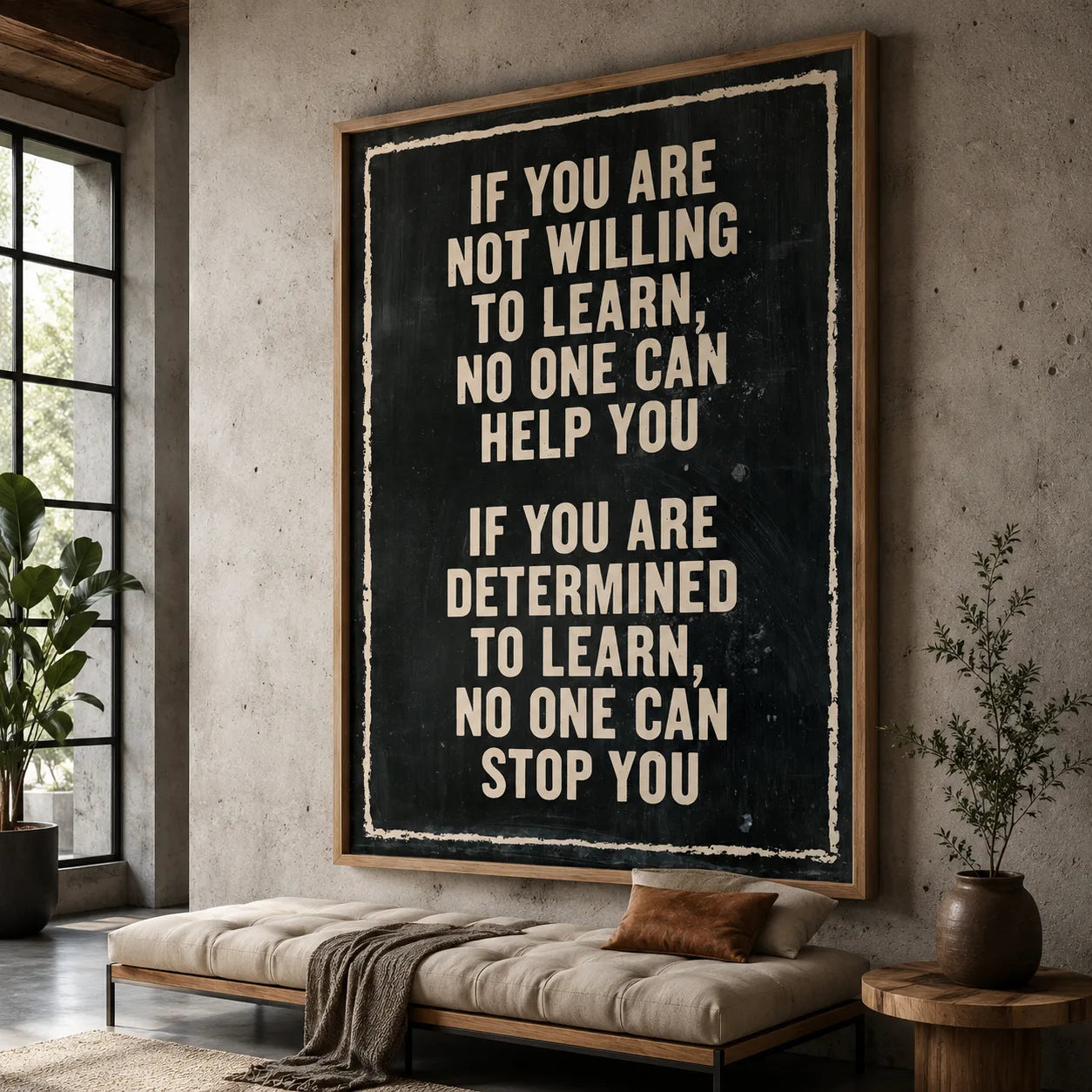 Determined to Learn Quote Wall Art Decor - Wall Art Decor - close up