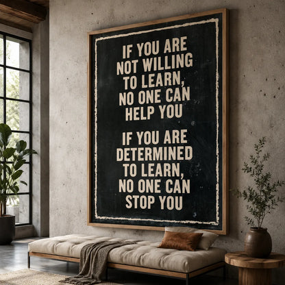Determined to Learn Quote Wall Art Decor - Wall Art Decor - close up