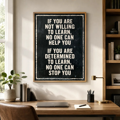 Determined to Learn Quote Wall Art Decor - Wall Art Decor - detail