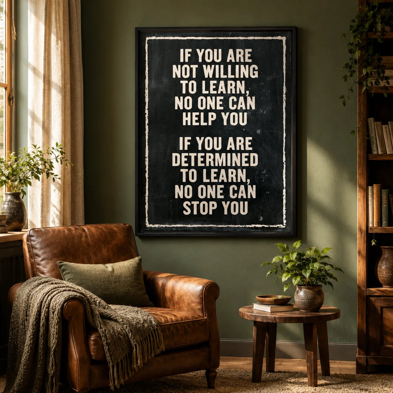 Determined to Learn Quote Wall Art Decor - Wall Art Decor - in use
