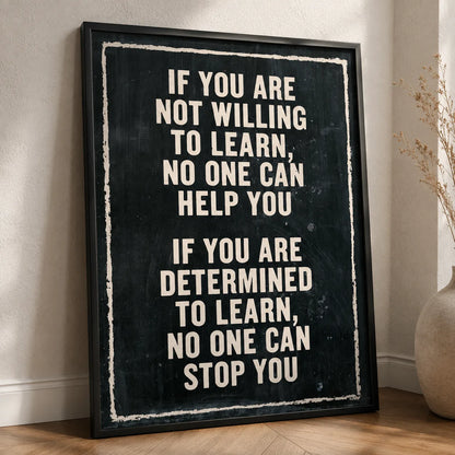 Determined to Learn Quote Wall Art Decor - Wall Art Decor - side view