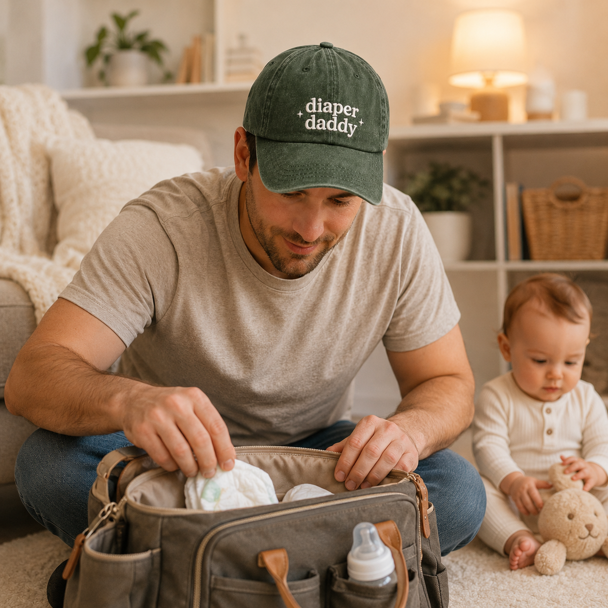 Diaper Daddy Embroidered Washed Cap - Washed Cap - detail