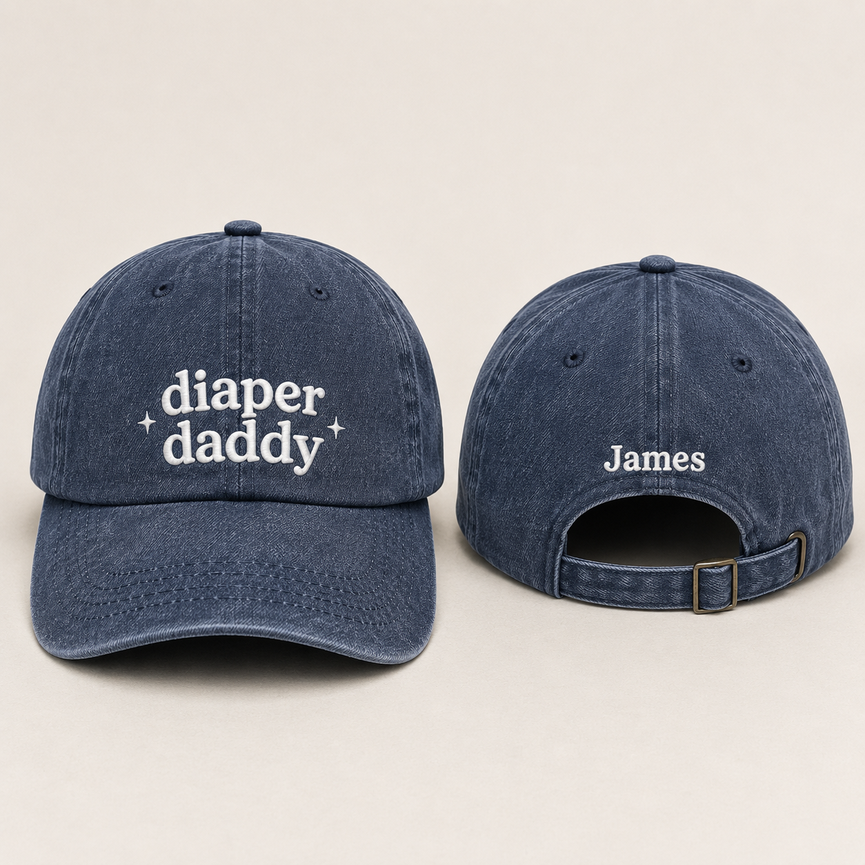 Diaper Daddy Embroidered Washed Cap - Washed Cap - front view