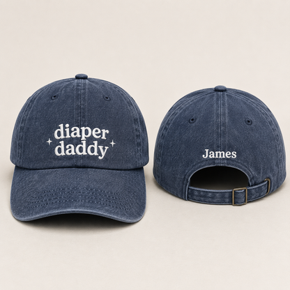 Diaper Daddy Embroidered Washed Cap - Washed Cap - front view