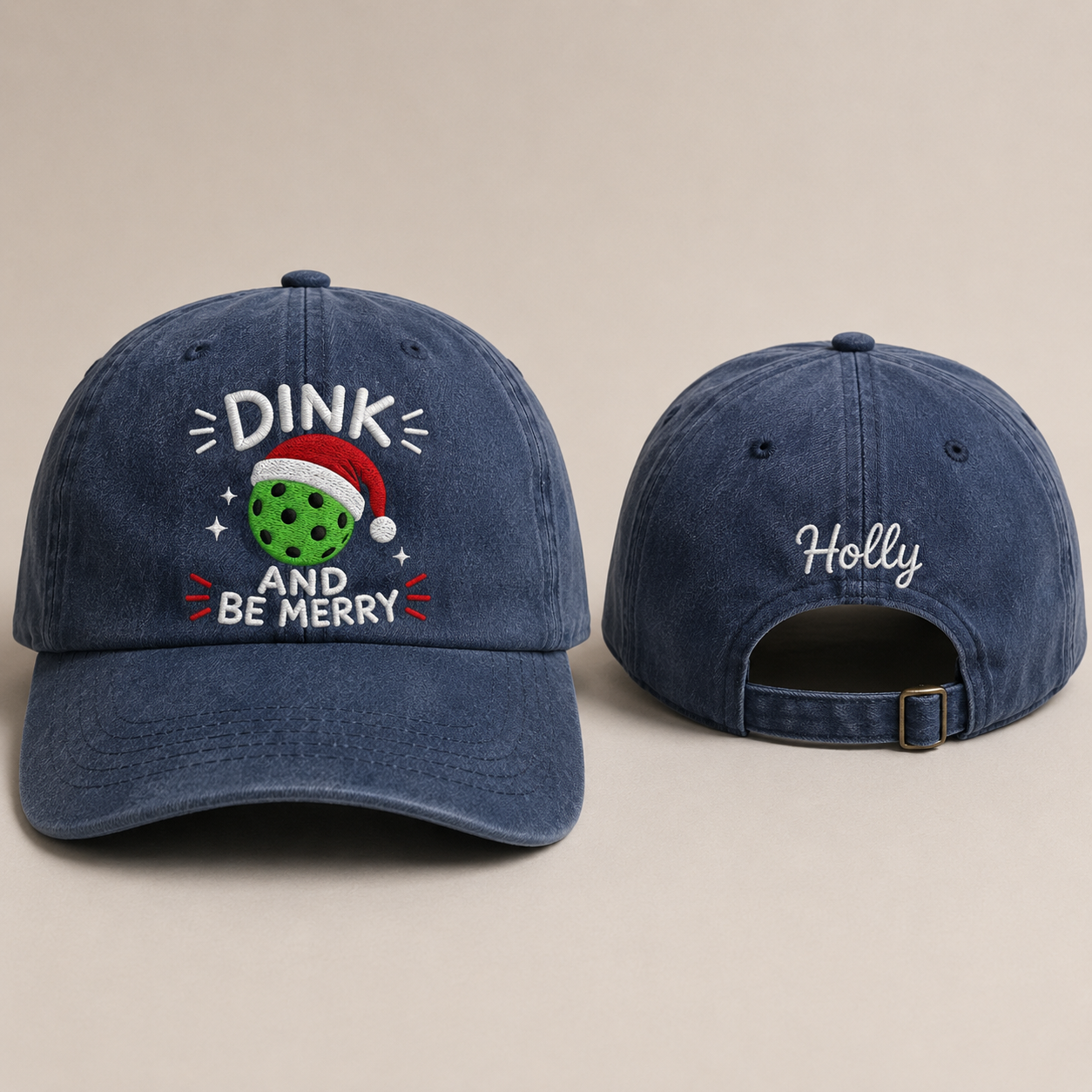 Dink And Be Merry Embroidered Washed Cap - Washed Cap - front view