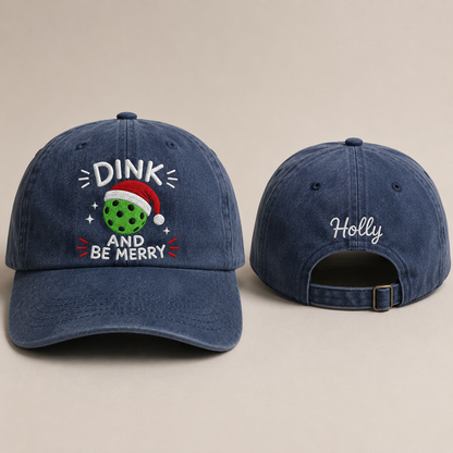 Dink And Be Merry Embroidered Washed Cap - Washed Cap - front view