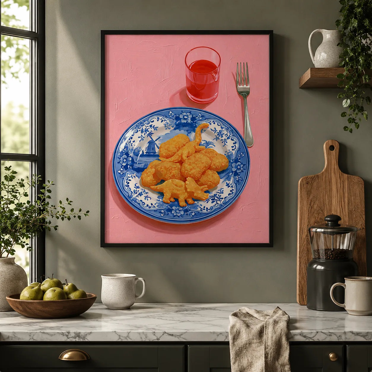 Dinosaur Chicken Nuggets Wall Art Decor - Wall Art Decor - alternate angle