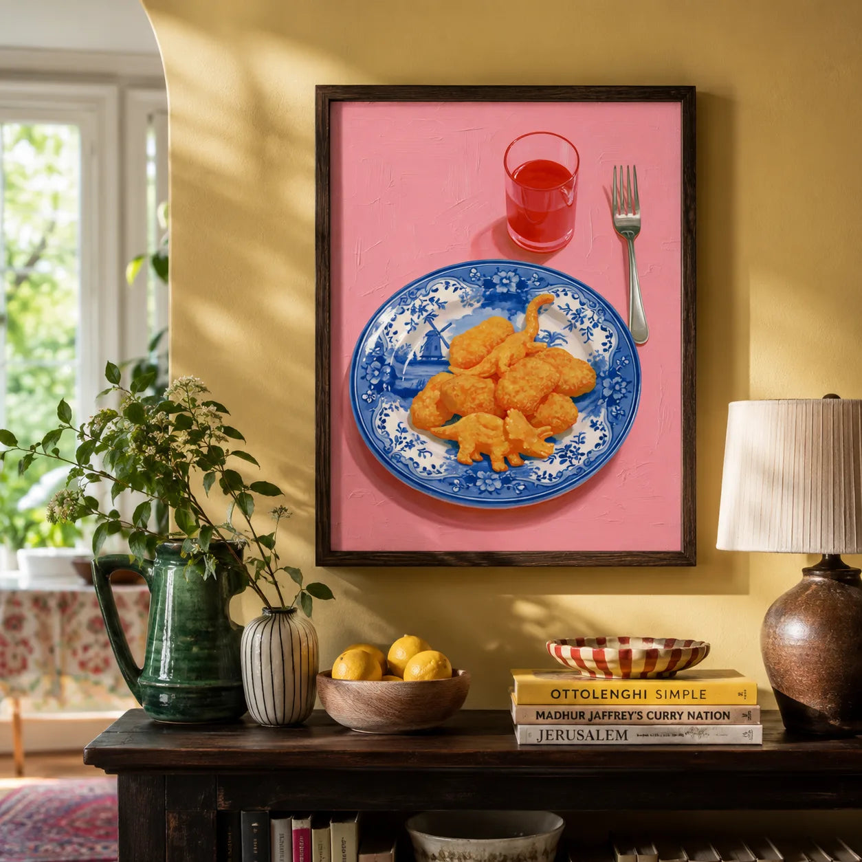 Dinosaur Chicken Nuggets Wall Art Decor - Wall Art Decor - in use