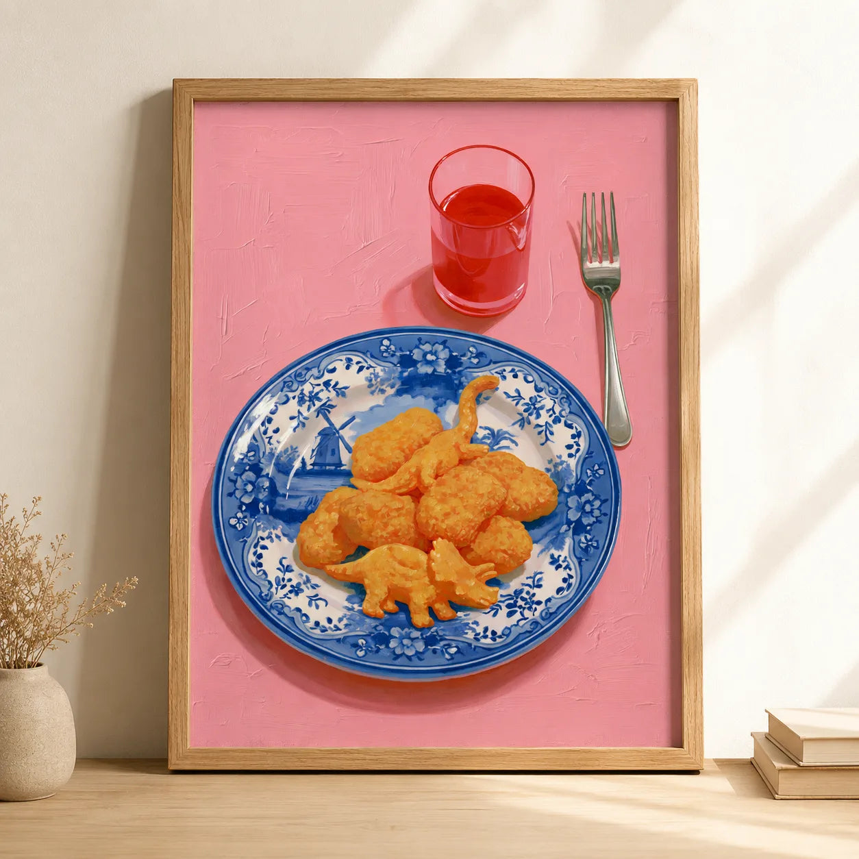 Dinosaur Chicken Nuggets Wall Art Decor - Wall Art Decor - side view