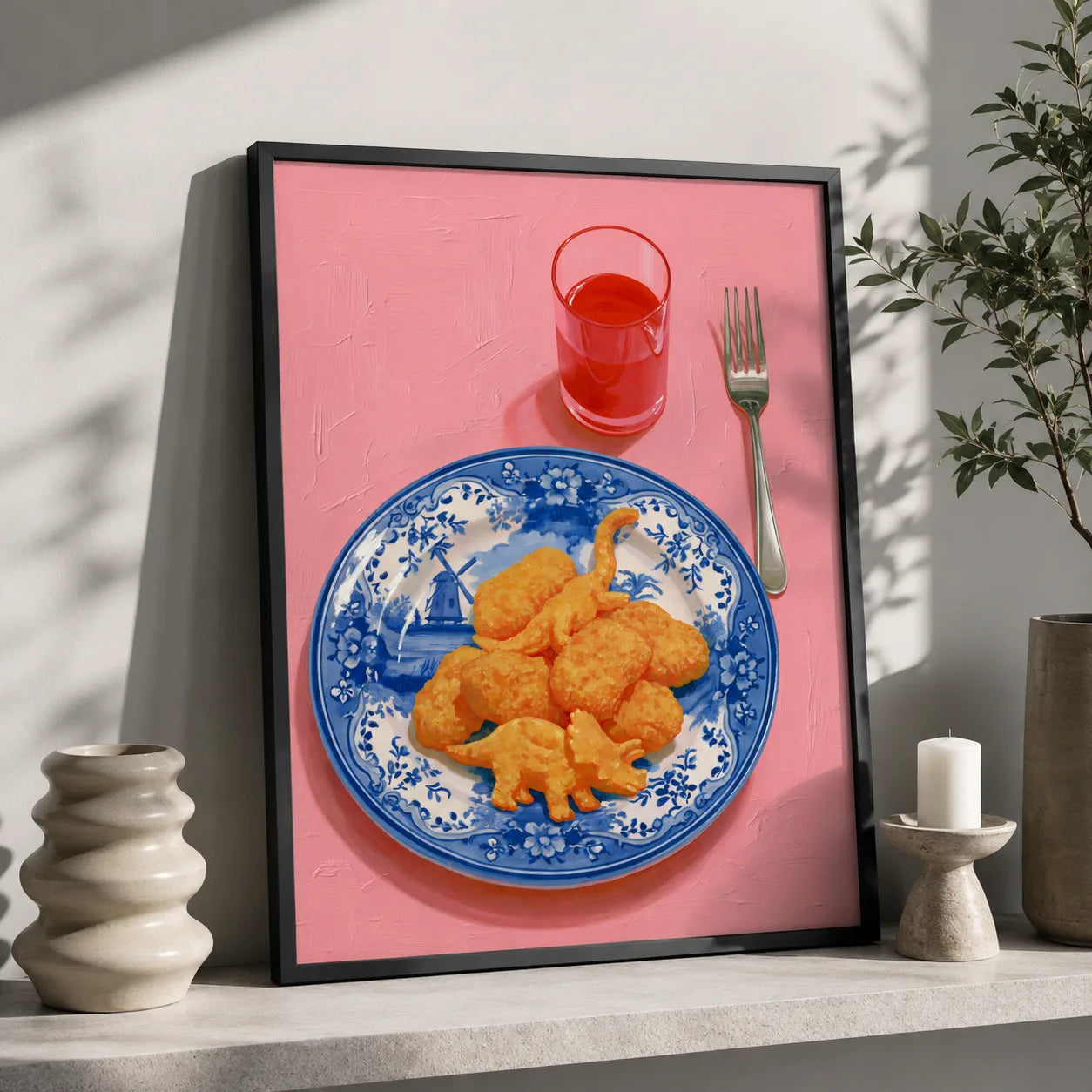 Dinosaur Chicken Nuggets Wall Art Decor - Wall Art Decor - styled