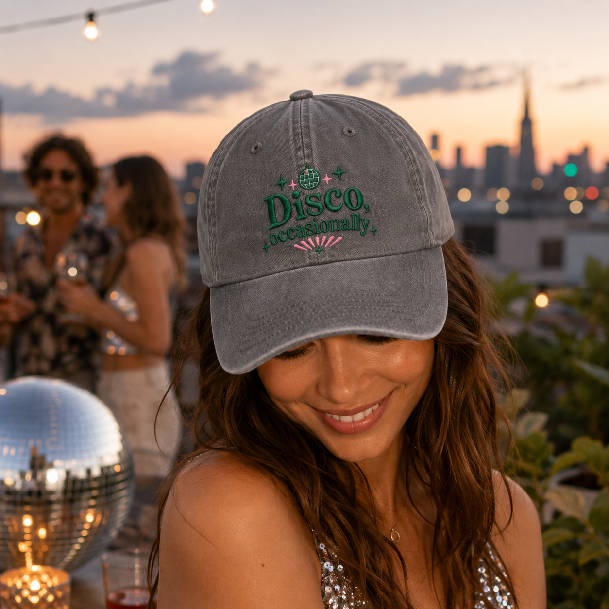 Disco Occasionally Embroidered Washed Cap - Washed Cap - alternate angle
