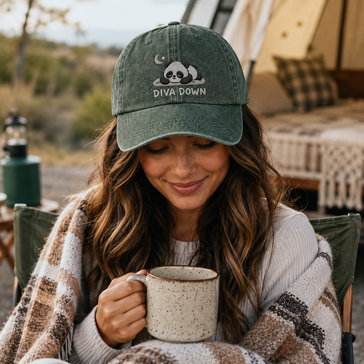 Diva Down Embroidered Washed Cap - Washed Cap - alternate angle