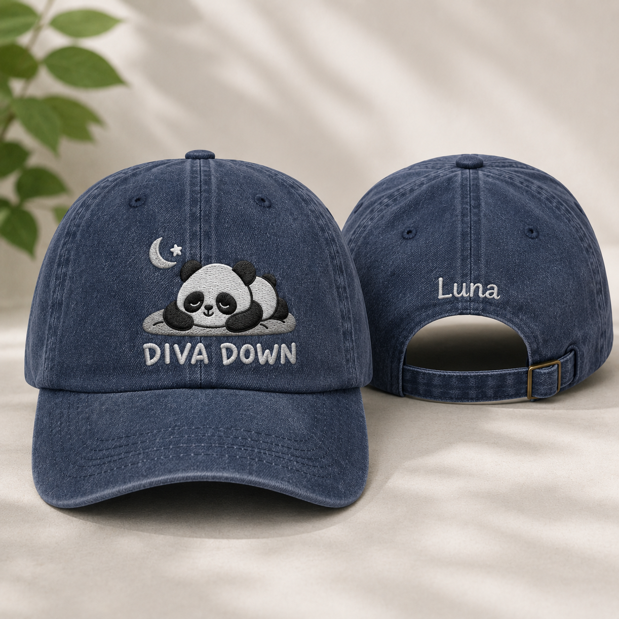 Diva Down Embroidered Washed Cap - Washed Cap - front view