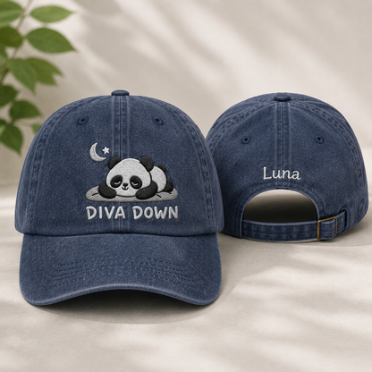 Diva Down Embroidered Washed Cap - Washed Cap - front view