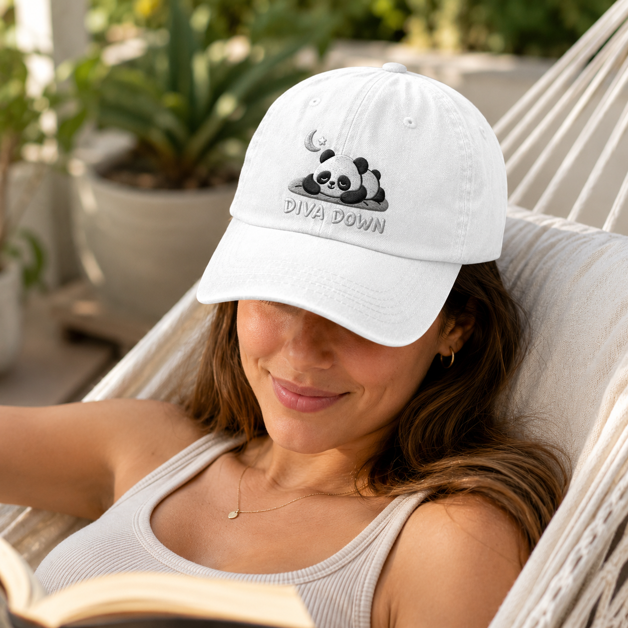 Diva Down Embroidered Washed Cap - Washed Cap - lifestyle