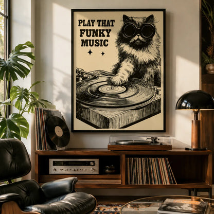 Dj Cat Funky Music Wall Art Decor - Wall Art Decor - detail