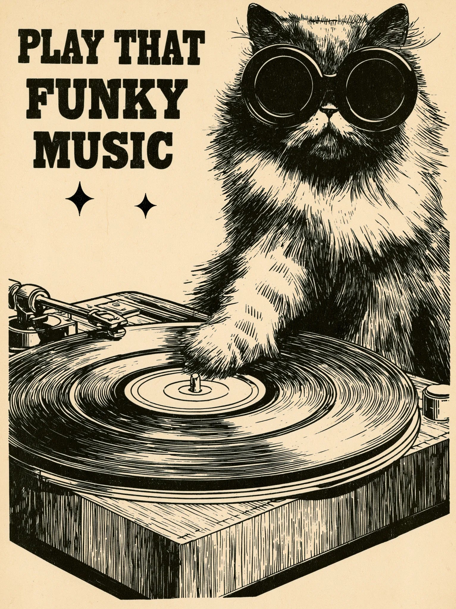 Dj Cat Funky Music Wall Art Decor - Wall Art Decor - front view