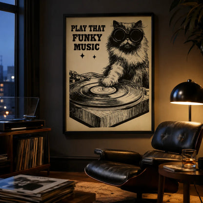 Dj Cat Funky Music Wall Art Decor - Wall Art Decor - lifestyle