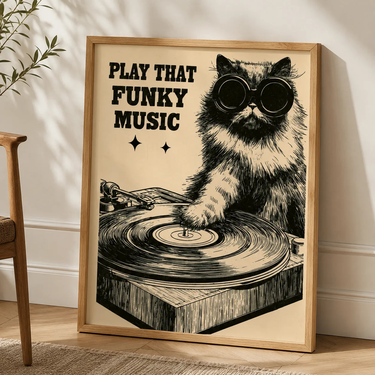 Dj Cat Funky Music Wall Art Decor - Wall Art Decor - side view