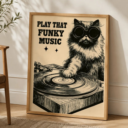 Dj Cat Funky Music Wall Art Decor - Wall Art Decor - side view