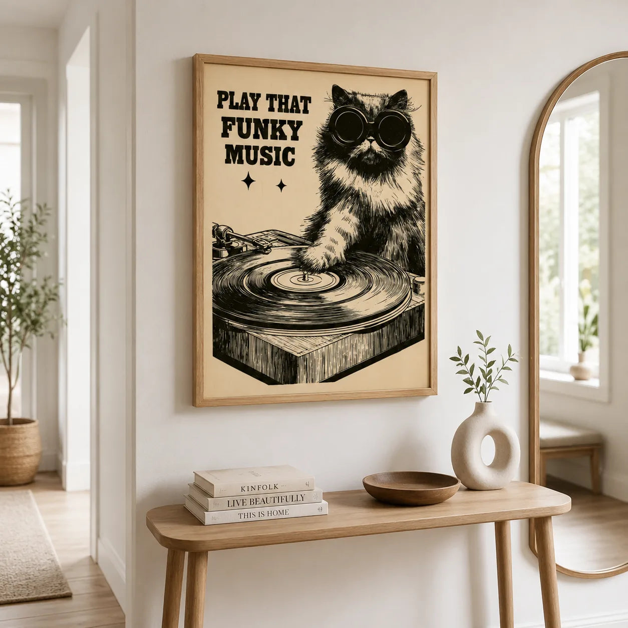 Dj Cat Funky Music Wall Art Decor - Wall Art Decor - styled