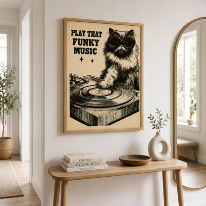 Dj Cat Funky Music Wall Art Decor - Wall Art Decor - styled