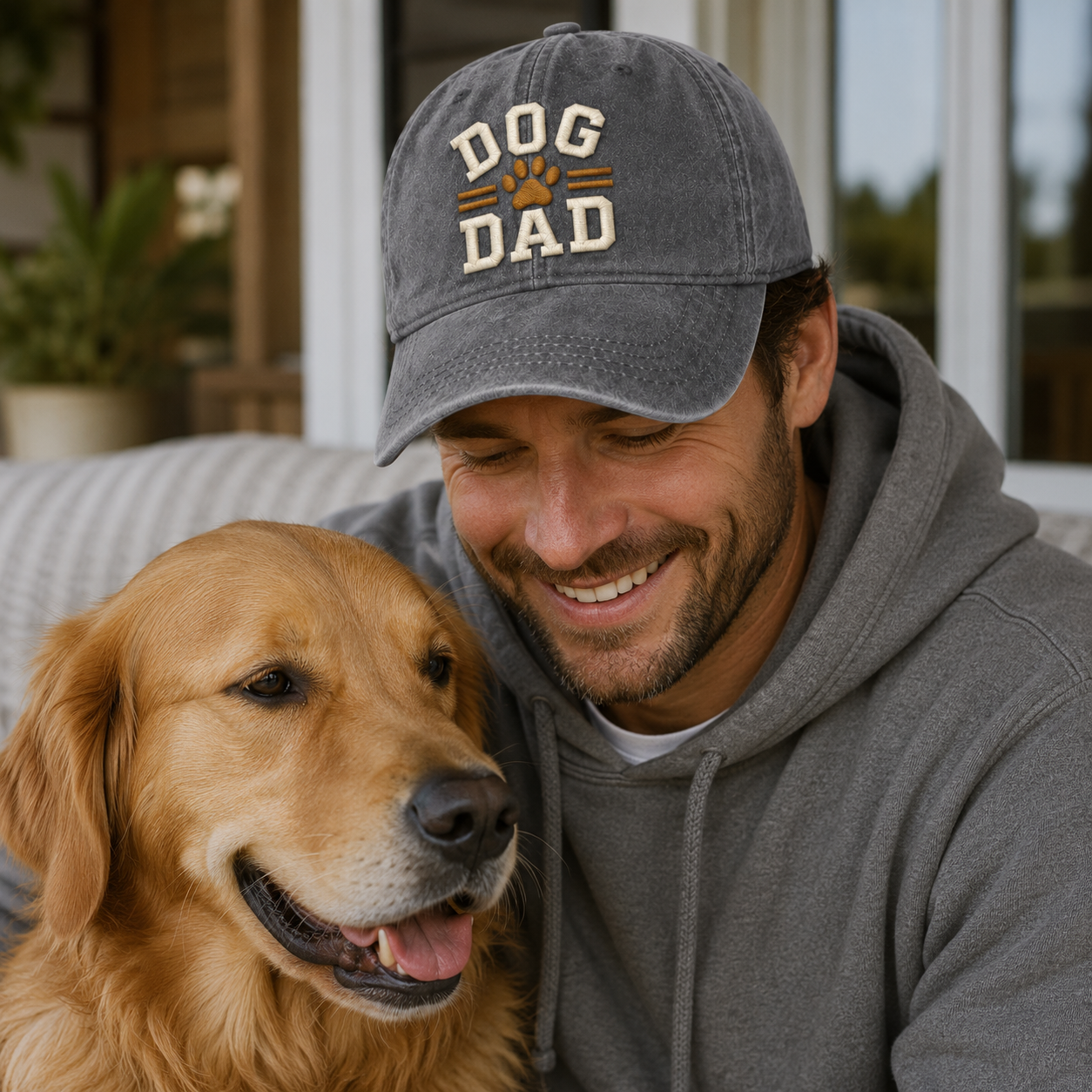 Dog Dad Embroidered Washed Cap - Washed Cap - alternate angle