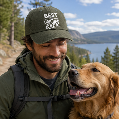 Dog Dad Ever Embroidered Washed Cap - Washed Cap - detail