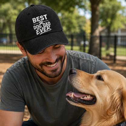 Dog Dad Ever Embroidered Washed Cap - Washed Cap - side view