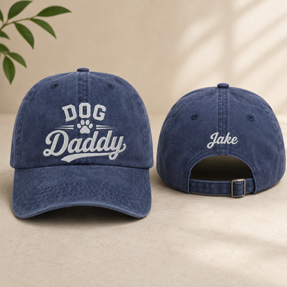 Dog Daddy Embroidered Washed Cap - Washed Cap - front view