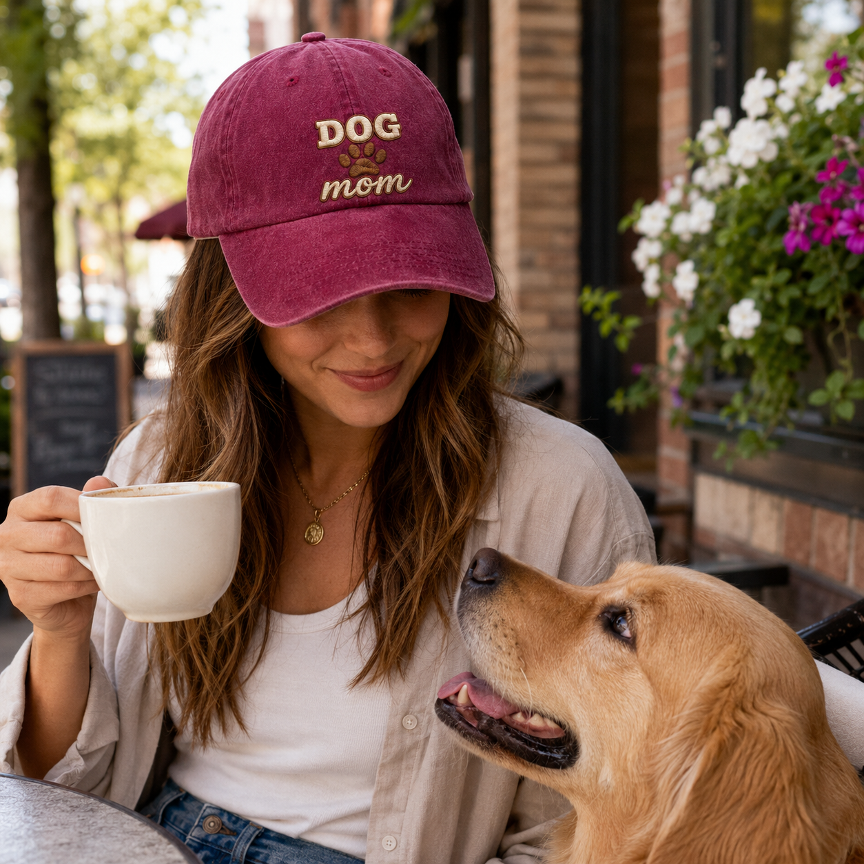 Dog Mom Embroidered Washed Cap - Washed Cap - alternate angle
