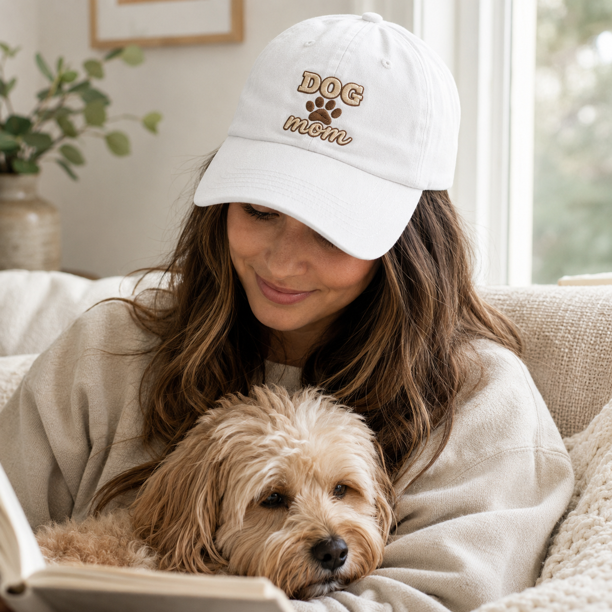 Dog Mom Embroidered Washed Cap - Washed Cap - lifestyle