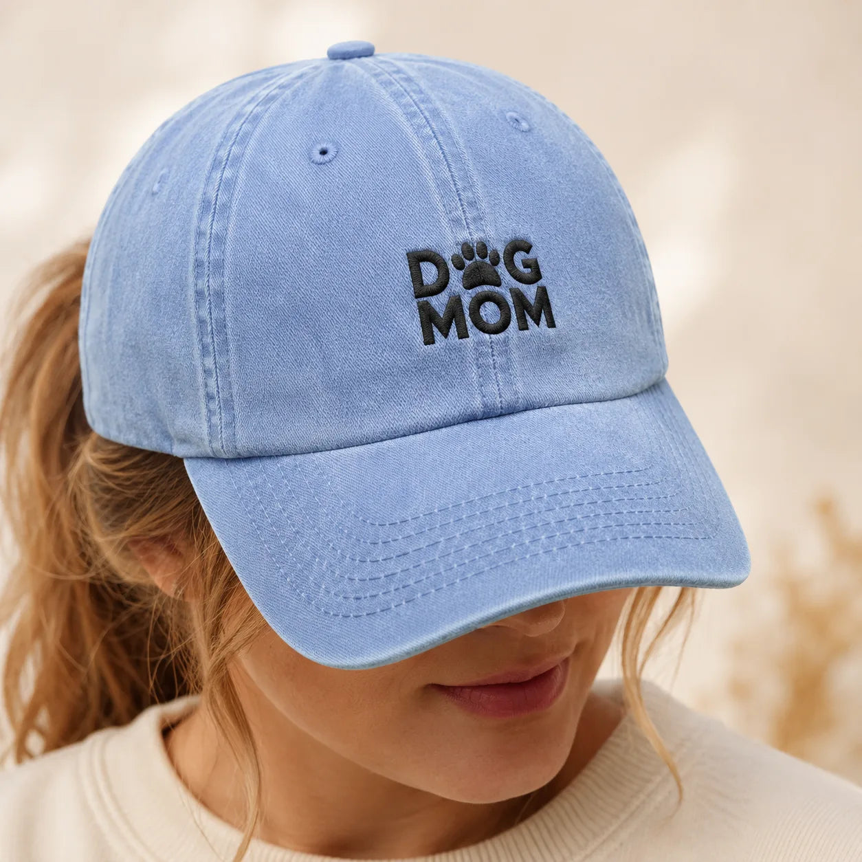 Dog Mom Washed Cap - washed cap - detail