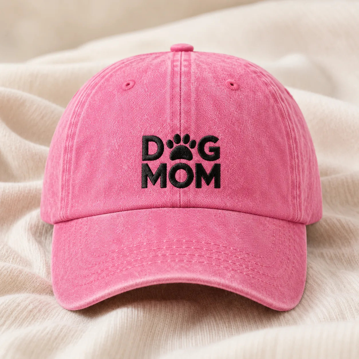 Dog Mom Washed Cap - washed cap - front view
