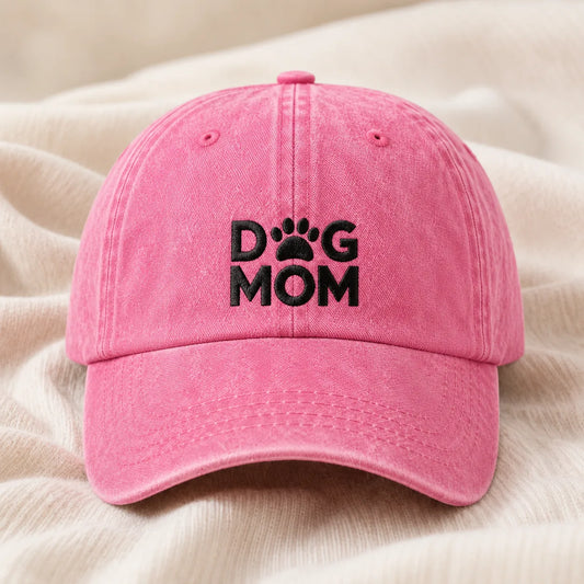 Dog Mom Washed Cap - washed cap - front view
