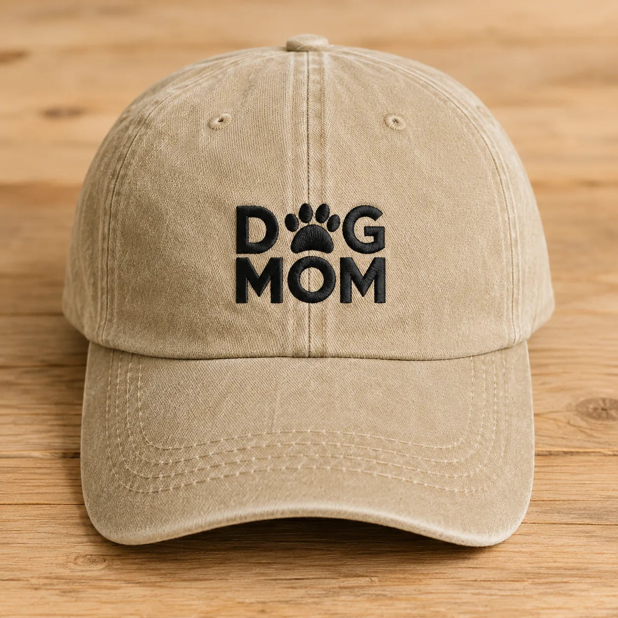 Dog Mom Washed Cap - washed cap - side view