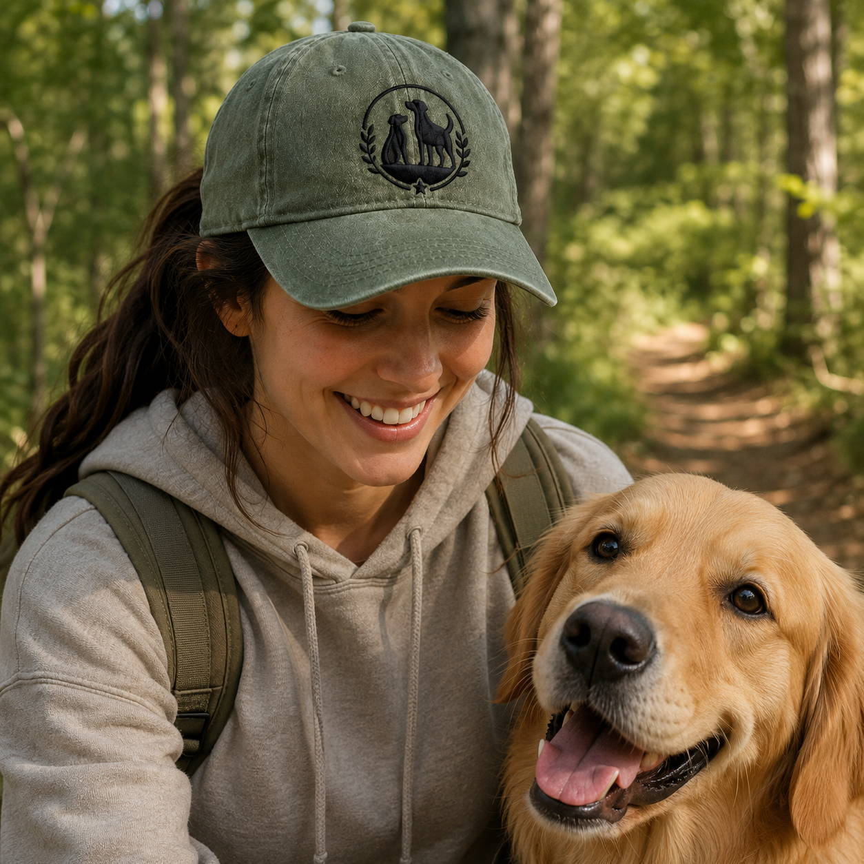 Dog Silhouette Embroidered Washed Cap - Washed Cap - detail