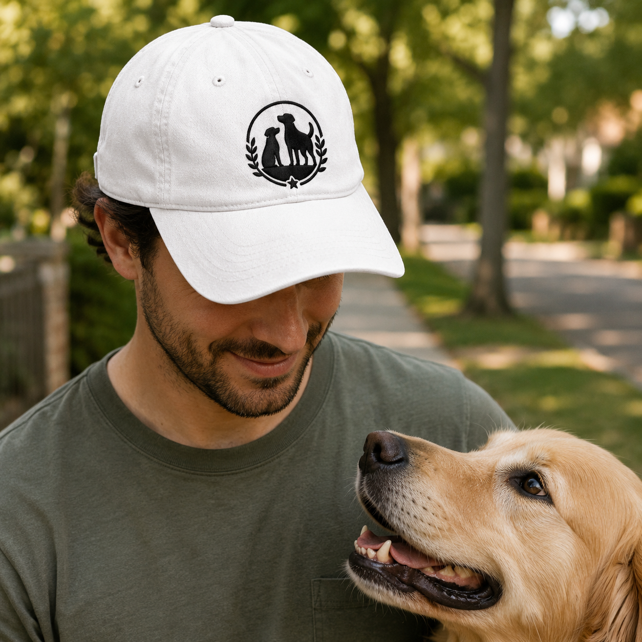 Dog Silhouette Embroidered Washed Cap - Washed Cap - lifestyle