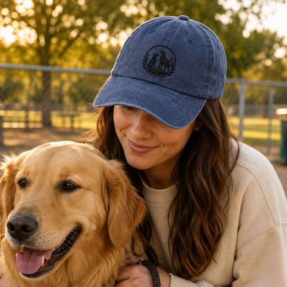 Dog Silhouette Embroidered Washed Cap - Washed Cap - side view