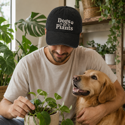Dogs And Plants Embroidered Washed Cap - Washed Cap - detail