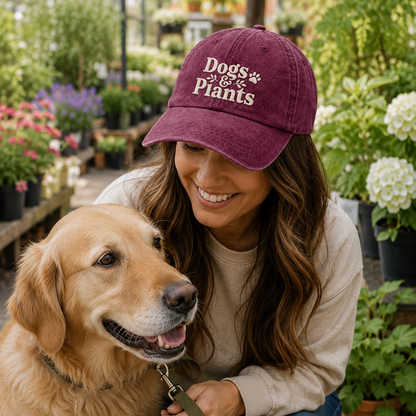 Dogs And Plants Embroidered Washed Cap - Washed Cap - lifestyle