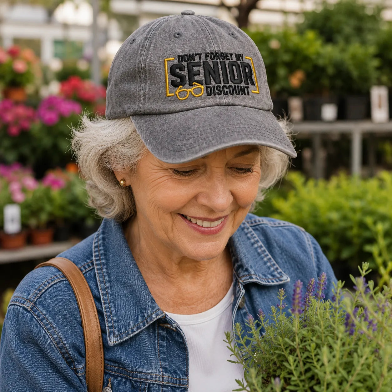 Don't Forget My Senior Discount Washed Cap - washed cap - detail