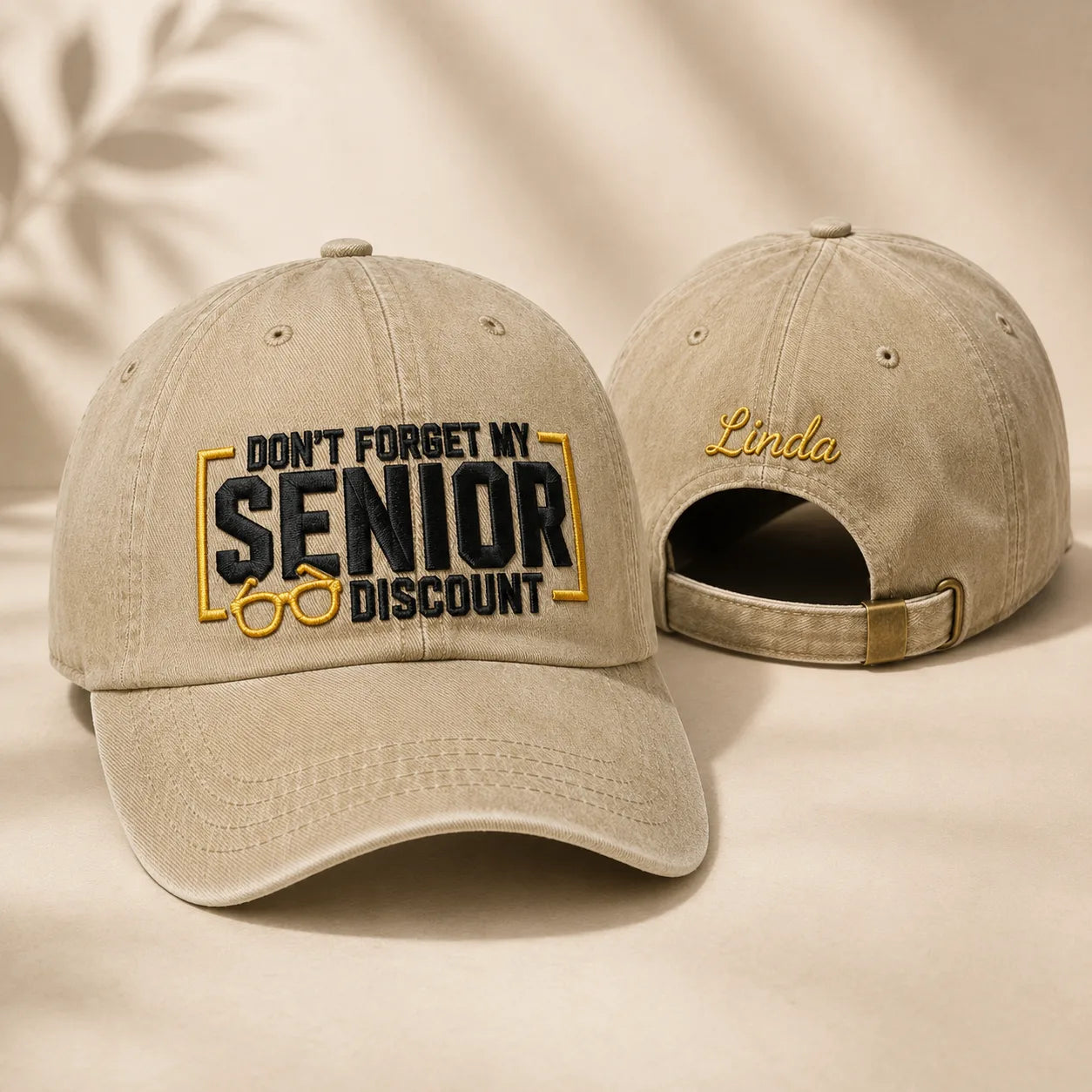 Don't Forget My Senior Discount Washed Cap - washed cap - front view