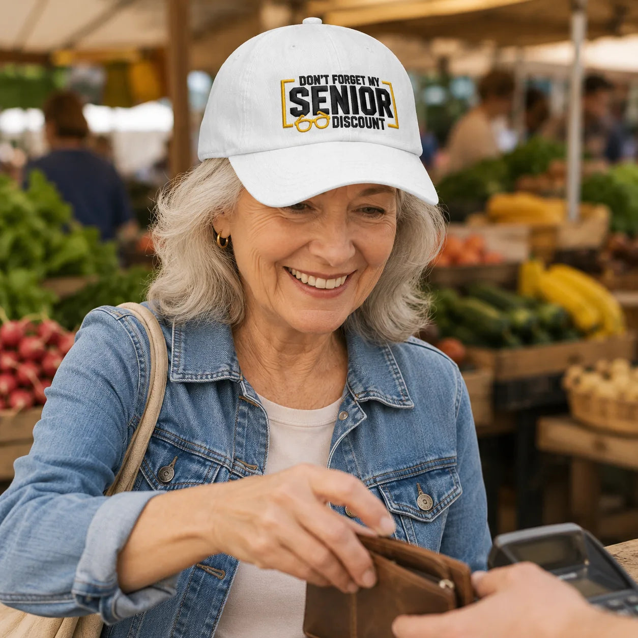 Don't Forget My Senior Discount Washed Cap - washed cap - side view