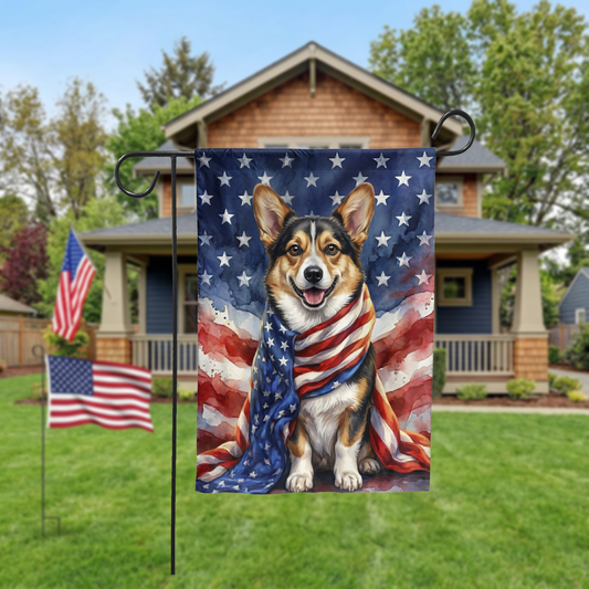 Pet Garden Flag, Watercolor Patriotic House Flag, 4th of July Decorl - 28"x40" - Garden Flag
