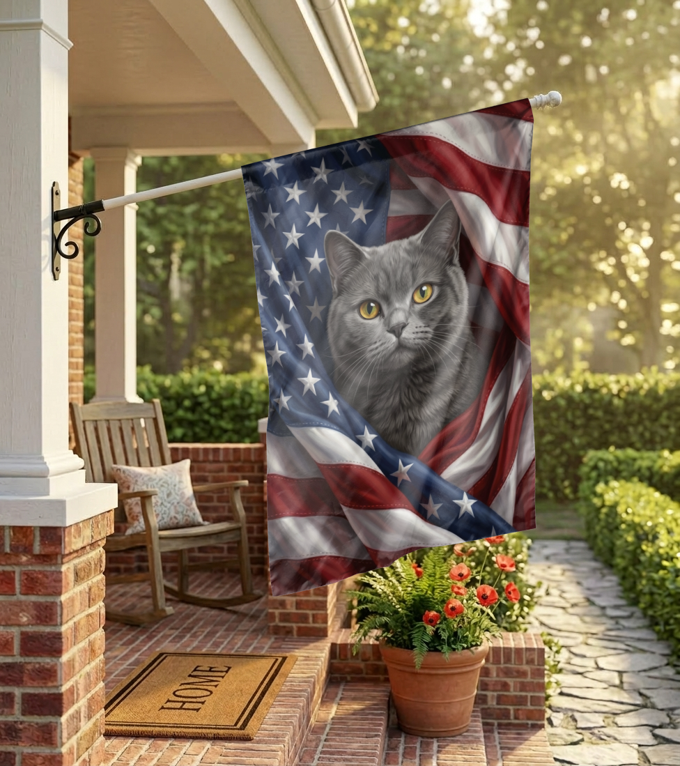 Custom Pet Garden Flag, Patriotic American Flag Pet Design, Personalized Dog or Cat House Banner, Outdoor Decor Gift - 28"x40" - Garden Flag