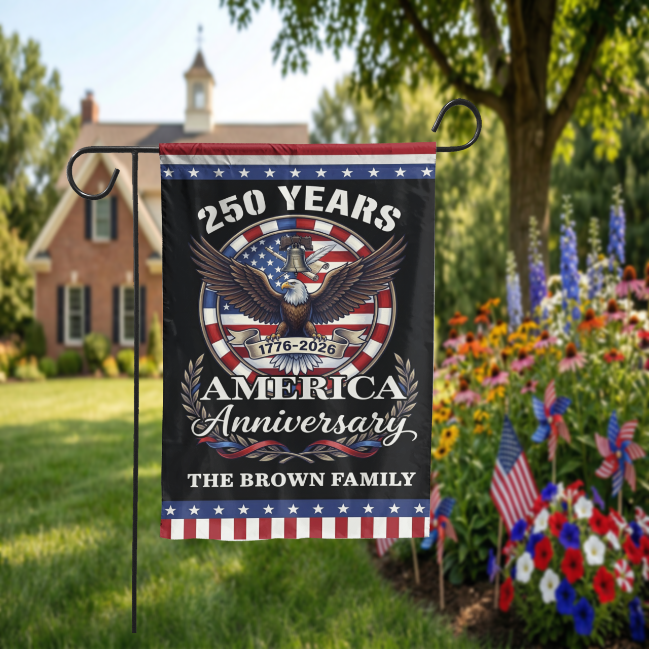 America 250th Anniversary Garden Flag, 1776-2026 Semiquincentennial Decor - Garden Flag - packaging